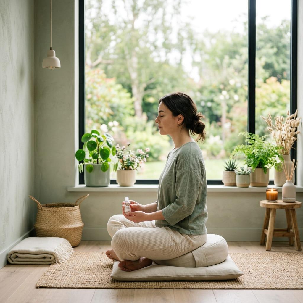 靜心冥想的女性，感受自然療癒力量